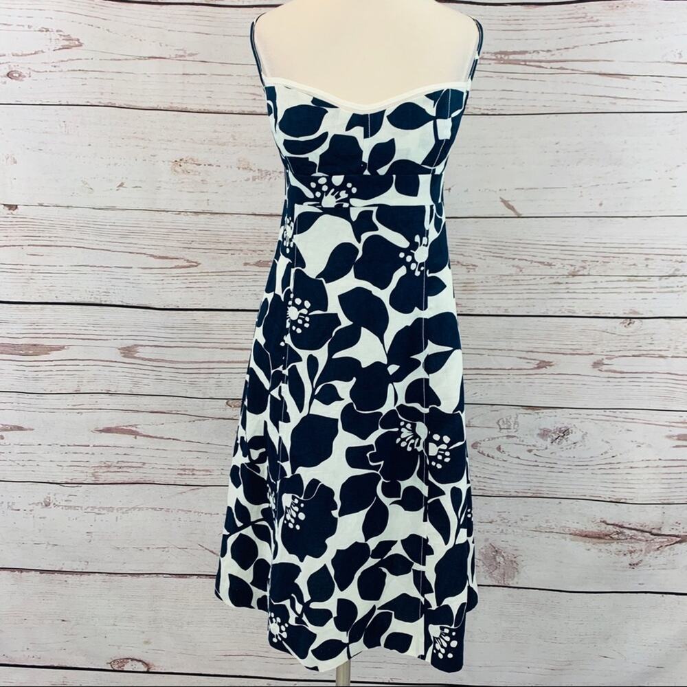 J. Crew navy cream LINEN floral sundress like new